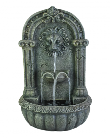 Lion Head Polyresin Wall Mounted Water Feature Luxury Style Standing Fountain